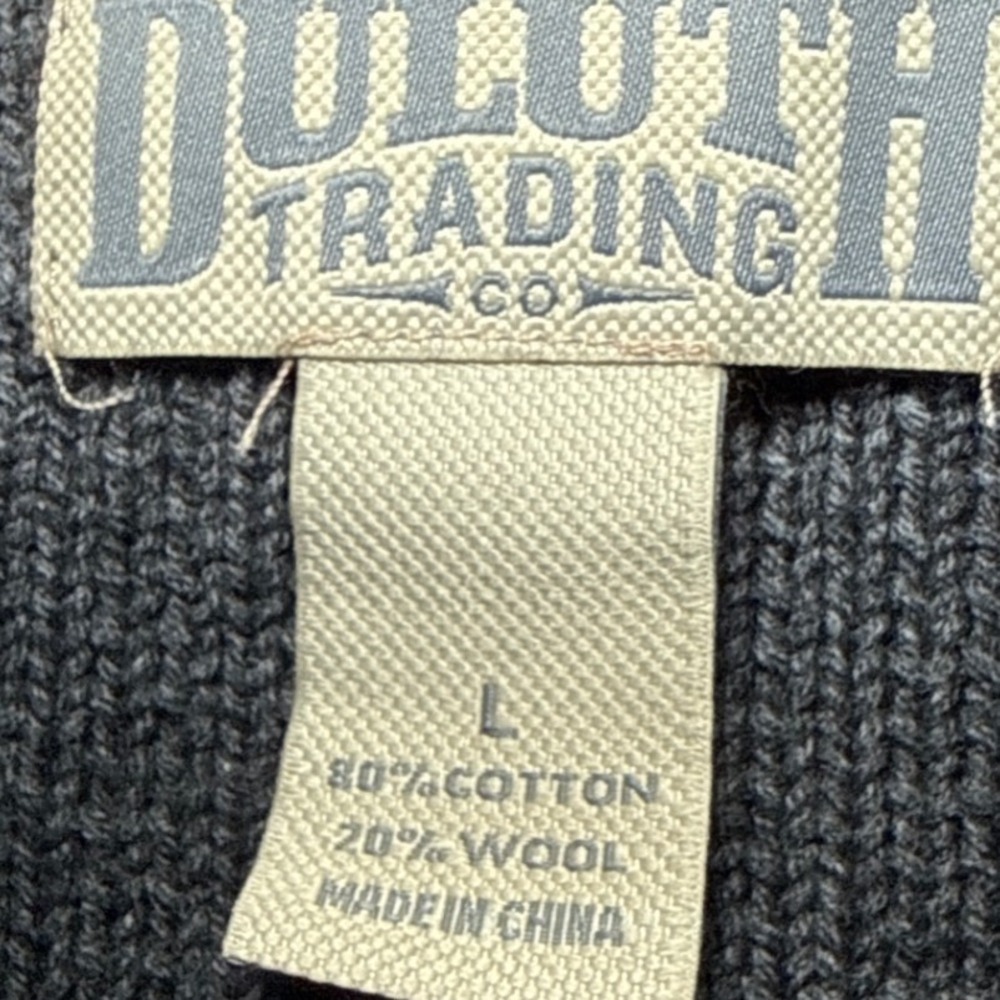 Duluth Trading Co Mens Large Ribbed Shawl Neck Cotton Wool Sweater Preppy - Picture 2 of 7